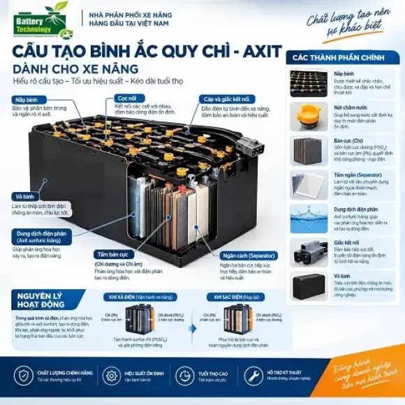 CÁC LOẠI ẮC QUY XE NÂNG PHỔ BIẾN VÀ CÁCH LỰA CHỌN